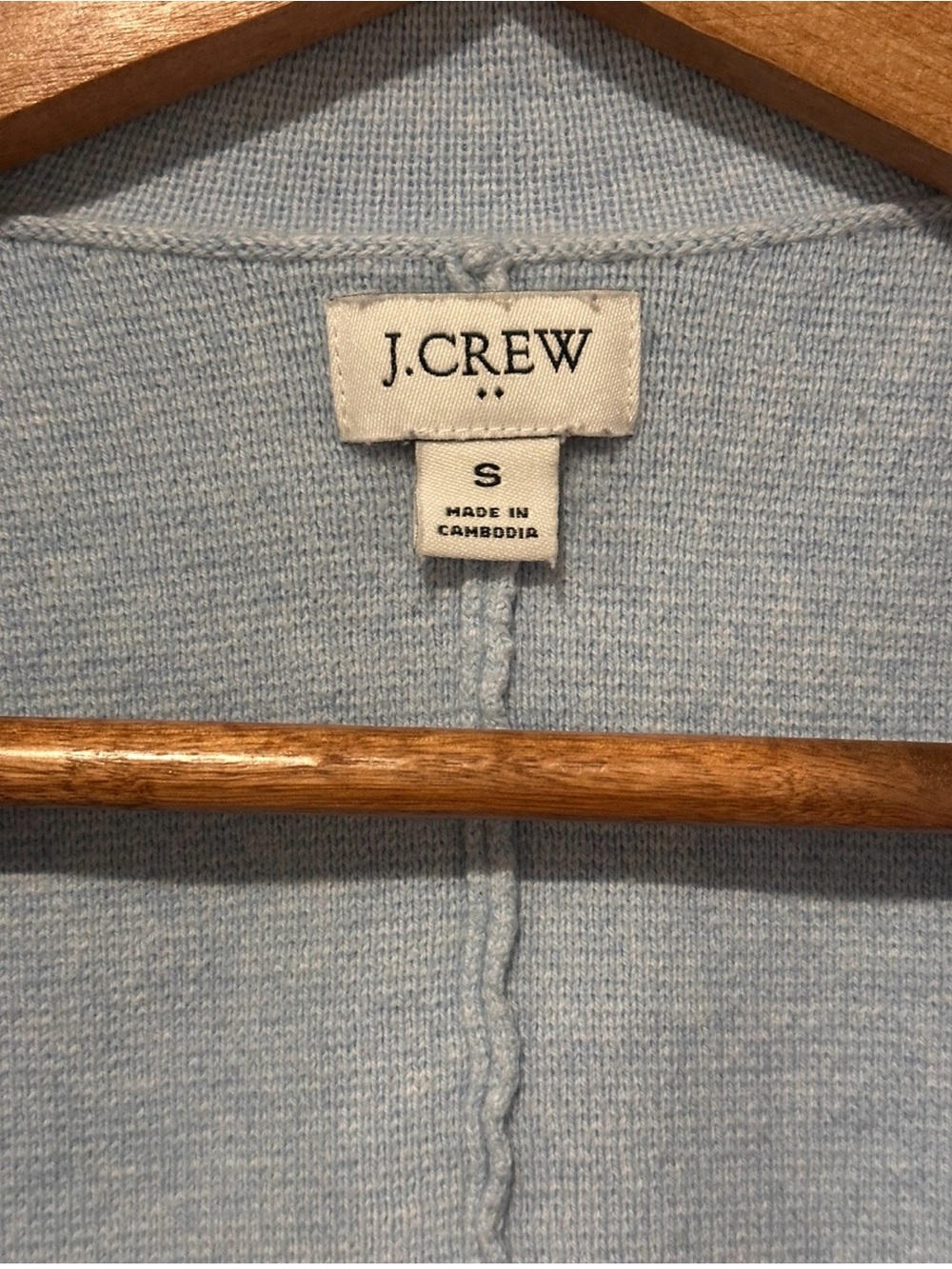 Crew Women’s Sweater Blazer Light Blue 100% Cotton Knit Jacket Size S - Picture 3 of 5